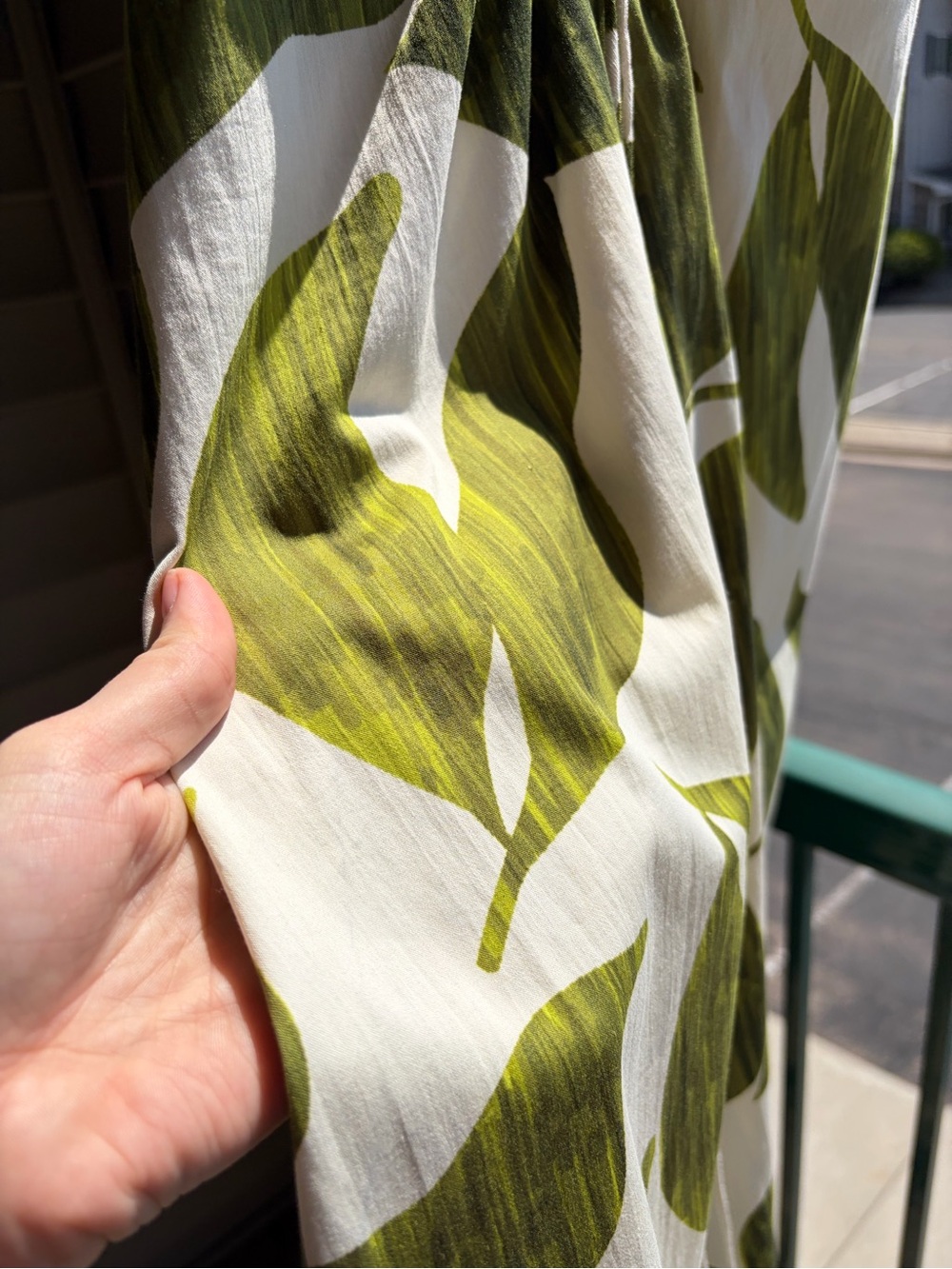 🆕🌿 Antonio Melani Tropical Leaf Print High-Low Midi Skirt Green White Size 0 - Picture 13 of 17